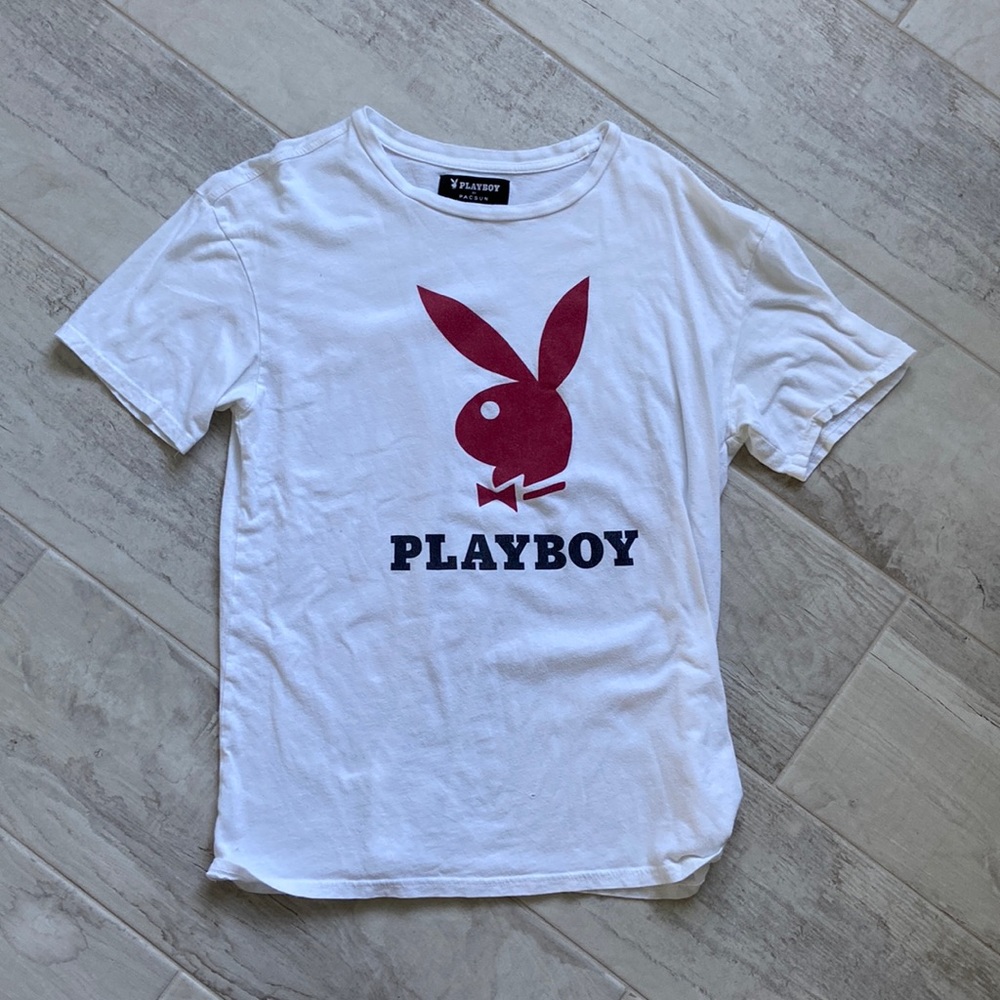 Playboy white t-shirt.